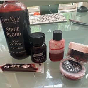 Stage blood (Mehron, graftobian, and Ben Nye)